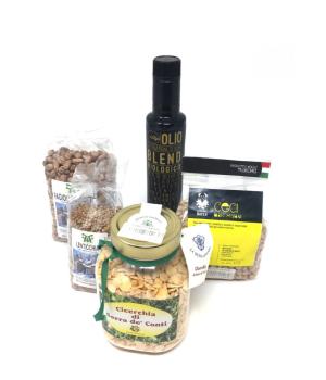 Typische italienische Hülsenfrüchte und ÖL aus Marken