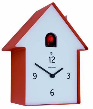 MERIDIANA 220 red Contemporary Cuckoo Wall or Mantle Clock